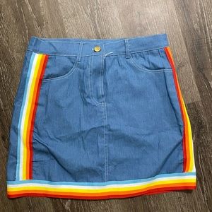 Rainbow Denim Skirt